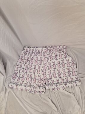 White and Pink Bunnies Rabbit Pajama Shorts Some Bunny Loves You